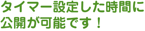 タイマー設定した時間に公開が可能です！